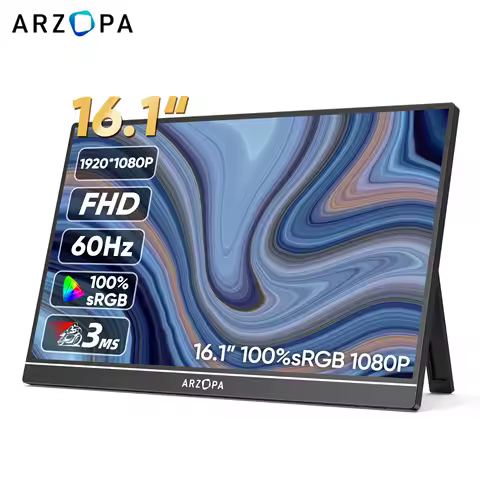 ARZOPA 16.1'' 100% sRGB Portable Monitor 1080P Second Monitor External Screen for MAC Laptop PC Xbox