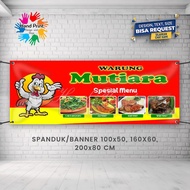 Spanduk Banner MMT Warung Makan Nasi Padang Ayam Geprek Bakar Ayam Penyet Bebek Lontong Tahu