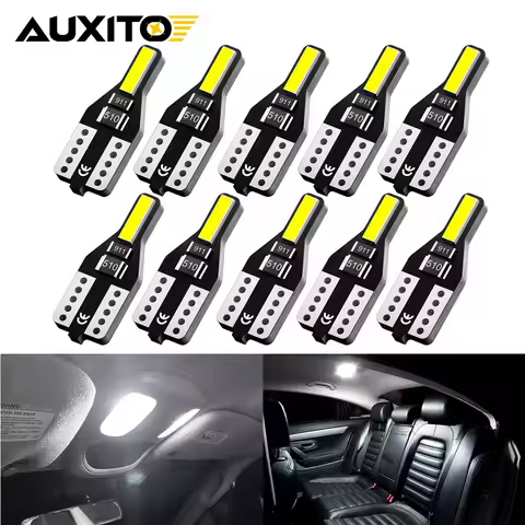 AUXITO 10Pcs T10 LED W5W LED Lamp 7020 SMD 168 194 2825 Bulb for Car Interior Lighting Dome Trunk Re