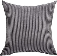 Large Cushion Cover Supersoft Corduroy Pillow Case Striped Decorative Pillow Cover for Bed Couch Sofa Spring Home Decor,Dark Grey,65 x 65 cm
