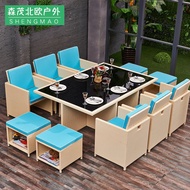 ∏Outdoor Courtyard Table And Chair Balcony Leisure Table And Chair Simple Living Room Nordic Rattan 