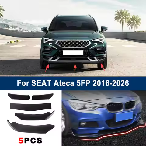 Adjustable 5Pcs Sectional Front Spoiler Lip For SEAT Ateca 5FP 2016-2026 Front Bumper Splitter Car E