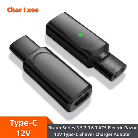 12V Type-C Shaver Charger Adapter Charging Converter for Braun Series 3 5 7 9 6 1 XT5 Electric Razor