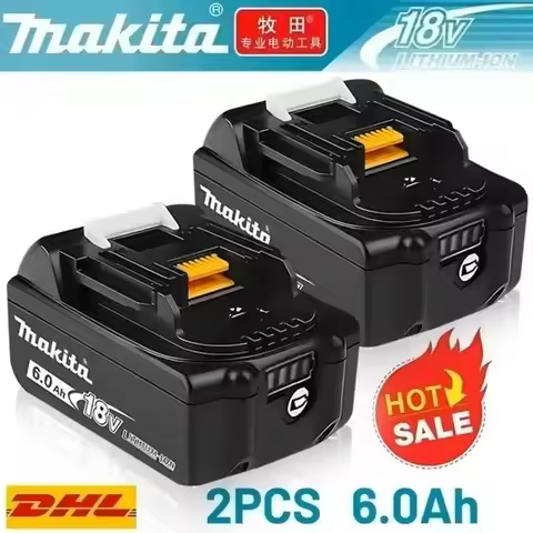 Original Makita 18V Battery 6Ah, High Capacity Lithium-Ion Batterie Makita 18V, Compatible with 18V
