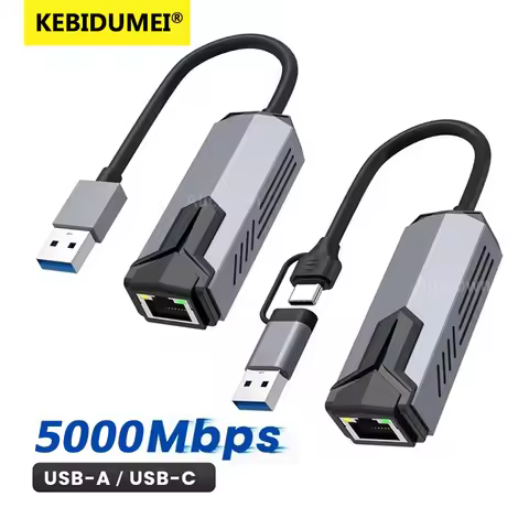 5Gbps Wired USB Network Card Adapter Type C to RJ45 LAN USB-C Ethernet Converter Hub for Laptops Win