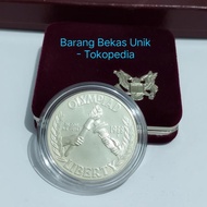 S^KK.42-- 1 PC KOIN PERAK ASLI ONE DOLLAR OLYMPIAD TH 1988. -- SILVER COIN --