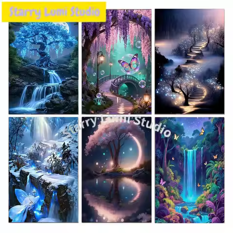 DIY 5D Valentine's Day Diamond Painting Set, featuring a dreamy forest tree design, suitable for bot