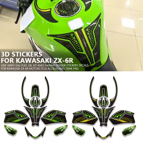 Motorcycle Accessories For kawasaki ZX-6R Tank Pad Gas Fuel Oil Cap Protector Front Face Fairing Fen