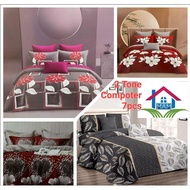 A* quality . Hotel comforter set / 130gsm / dual colour design/ queen/ 7in1 tote set /100%