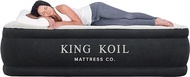 King Koil Luxury Queen Air Mattress with Built-in High Speed Pump, Blow Up Bed Top &amp; Side Flocking, Puncture Resistant, Double Inflatable Airbed for Camping, Home, Travel, Black (KK16C2BK29316)