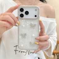 Long lanh sang trọng 3D dễ thương Bướm Kim Cương Ốp điện thoại cho Iphone 17 17pro Max 16 15 14 13 P