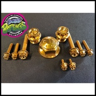 ◙ ✸ 11pcs. HANDLE BAR SET RAIDER J 110-115 (GOLD-WHITE GOLD-TITANIUM-CNC GEAR TYPE)