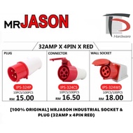 [100% ORIGINAL] MRJASON INDUSTRIAL SOCKET & PLUG (32AMP x 4PIN RED)