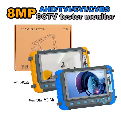 POMIACAM CCTV Tester IV8W IV8C 4 IN 1 8MP AHD TVI 4MP CVI Analog Security Camera Tester Monitor with
