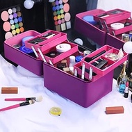Standing Cabinet Organiser Multi-Purpose Cosmetic Box, Portable Travel Makeup Storage Case, Jewelry Organizer Box with Mirror - 2 Tiers Trays,Purple