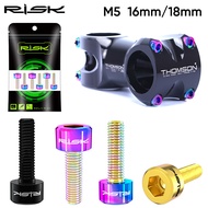 RISK Titanium Stem Bolts 6PCS M5x16mm M5x18mm Titanium Alloy Bicycle Stem Screws Colorful Bike Stem 