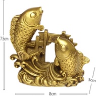 BRABUD Chinese Handmade Brass Small Arowana Golden Fish Statue Home Decor Gift 3''(H) BS054 HYTO