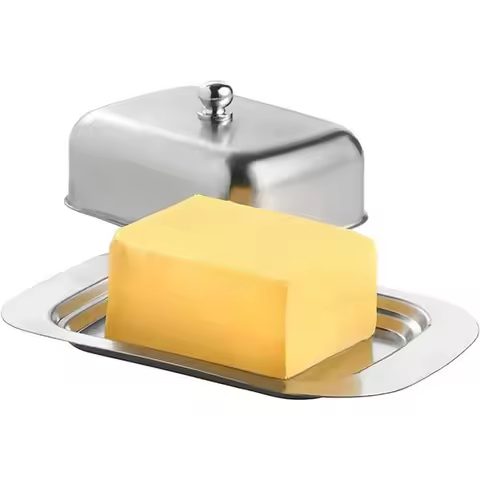 Stainless Steel Butter Dish with Lid Butter Cheese Storage Box Cheese Dish Butter Plate with Lid But