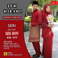 FULL SET BAJU PENGANTIN LELAKI PEREMPUAN | BAJU NIKAH MURAH | BAJU KAHWIN MAROON PLUSSIZE - SERI MRE