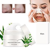 Nose Plant Pore Strips, Blackhead Remover Mask, Anti-Blackhead Nose Mask with 60 Sheets of Paper Strips, Deep Cleansing Beauty Skin Face Care
