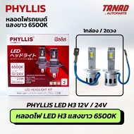 หลอดไฟ H3 LED (12V / 24V) 23W แสงขาว 6500K 1กล่อง/2ดวง PHYLLIS ติดตั้งง่าย เปลี่ยนแทนหลอดเดิมได้เลย