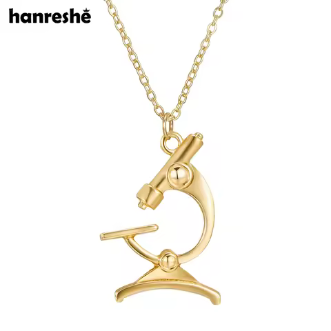 Hanreshe Lab Microscope Pendant Necklace Classic Science Biology Jewelry Accessories for Scientists 