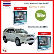 Philips หลอดไฟหน้ารถยนต์ X-treme Vision Pro150 Toyota Fortuner ฟอร์จูนเนอร์ 2008-2010 สว่างกว่าหลอดเดิม 150% 3600K จัดส่ง ฟรี