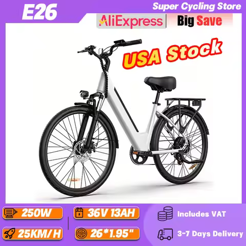 URLIFE E26 250W Motor 36V 13Ah Removeable Battery Electric Bicycle 26*1.95" Tire Teen Travel Electri
