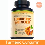Nature's Base Turmeric Curcumin w/ Ginger &amp; Apple Cider Vinegar, BioPerine Black Pepper, 95% Curcuminoids (60 Caps)