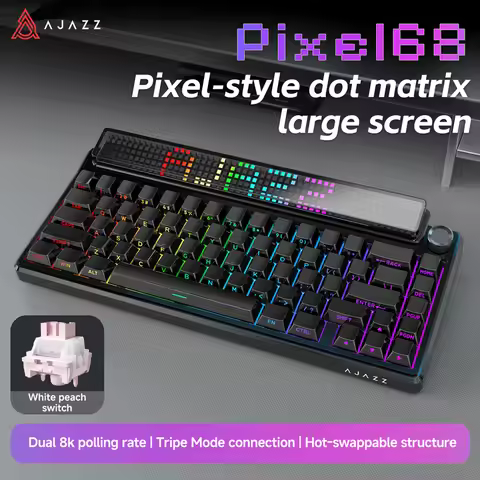 AJAZZ Pixel68 Wireless Mechanical Keyboard Dual 8k polling rate RGB 260-led smart screen Full key an