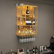 YQ Bar Bar Counter Wall Wine Cabinet Creative Restaurant Wall-Mounted Wine Cabinet Iron Wall Shelf Decorative Display St