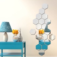 Cash Commodity and Quick Delivery Wall Hanging Mirror Self-Adhesive Whole Body Test Dressing Mirror Creative Hallway Hexagonal Background Wall Decoration Stand Mirror Twelve-Piece Hexagonal Mirror Stickers Self-Adhesive Mirror Acrylic Stickers Living Room