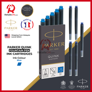 Parker Quink Fountain Pen Ink Cartridges - Blue / Fountain Pen Ink Refill [1 Pack of 5] - Blue (ORIGINAL)
