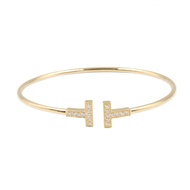 【二手】蒂芙尼 (Tiffany & Co.) T字形鑽石手鐲 60010754，腕圍 17 厘米，18K（黃金）