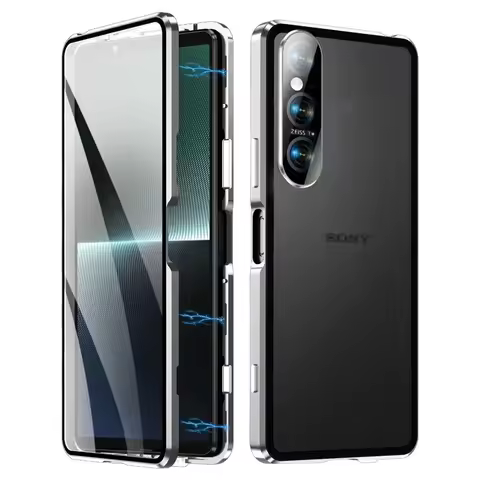 360 Full Case For Sony Xperia 1 VII 1 VI 10 5 Xperia1 V Double Sided Magnetic Adsorption Metal Tempe