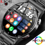 LIGE Smart Watch Waterproof AMOLED HD Screen Body Temperature Detection Ai Voice Smartwatch For Android IOS