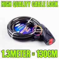 CABLE LOCK 1.3 METER 130CM MOTORCYCLE BICYCLE CHAIN LOCKER RANTAI FORK U WIRE JOINT KUNCI DISC PADLO