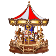 【READY STOCK】Robotime Rolife Original Music Dreamer Classic Carousel 3D Wooden Puzzle AMC01