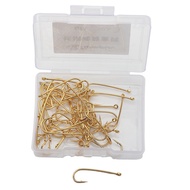 50PCS 6# Golden Long Shank Fine Wire Aberdeen Hook Saltwater Freshwater Fishing Hooks Rig Streamer F