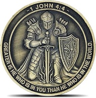 Knight of Faith Challenge Coin - 1 John 4:4 & Philippians 4:13 Inspirational Christian Religious Coi