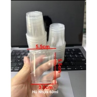 60 ml pp plain plastic cup with lid disposable cup