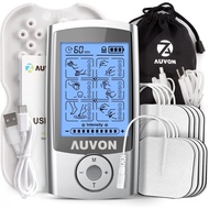 AUVON Rechargeable TENS Machine Muscle Stimulator for Pain Relief, TENS Unit with 24 Modes, 8pcs 2" 