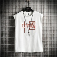 National Trendy Retro 80s Nostalgic Vest Sleeveless t-Shirt 70s Chinese Text Clothes Men's Summer Un