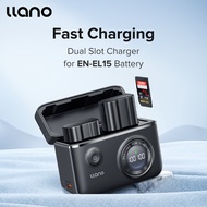 LLANO EN-EL15 Camera Charger Dual Charging Ports LED Display with SD Card Storage Function For Nikon