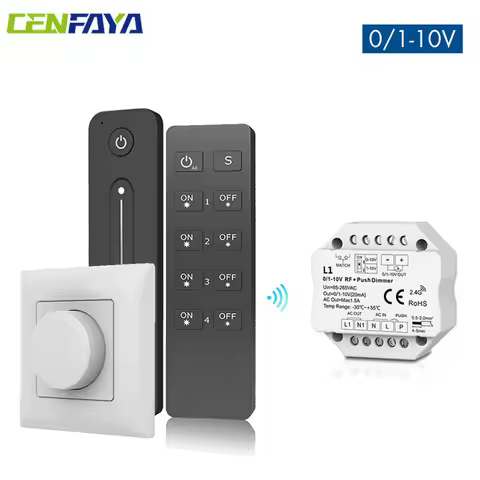 0/1-10V RF LED Dimmer With Push Switch Dimming 110V 220V 4 Zone 2.4G Wireless Remote Controller for 