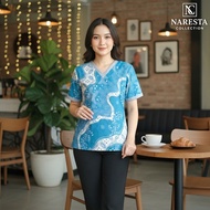Super Jumbo Women's Short Sleeve Batik Top ML XL XXL 3XL 4XL 5XL 6XL 7XL 8XL Latest Motif 2025
