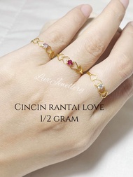 Cincin rantai dewasa emas muda + cincin emas asli + cincin wanita emas muda + cincin mata satu