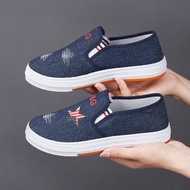 BFG MALL kasut perempuan murah dan cantik Sneaker Korean Denim Canvas Shoes for Women New Style 2021 Ladies Woman Non-slip Lazy Shoes