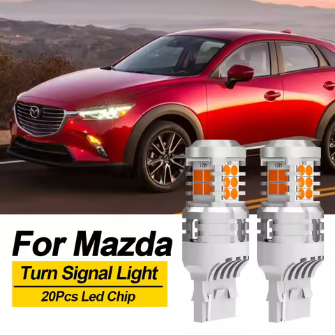 BMTxms T20 W21W WY21W 7440 7443 LED Turn Signal Light Bulb Amber Yellow For Mazda 2 DL 3 BL BM 6 GJ