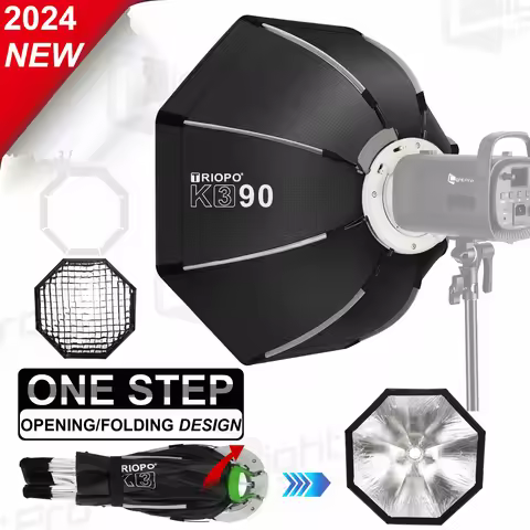 Triopo K3 Quick-Setup Bowens Mount Octagon Softbox One-Step Install Portable Light Modifier Umbrella